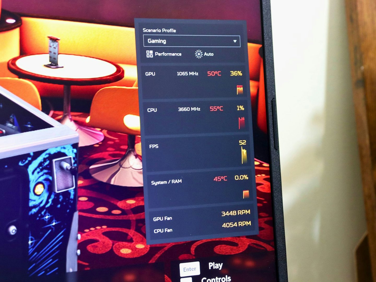 the performance panel on an Acer Nitro laptop screen