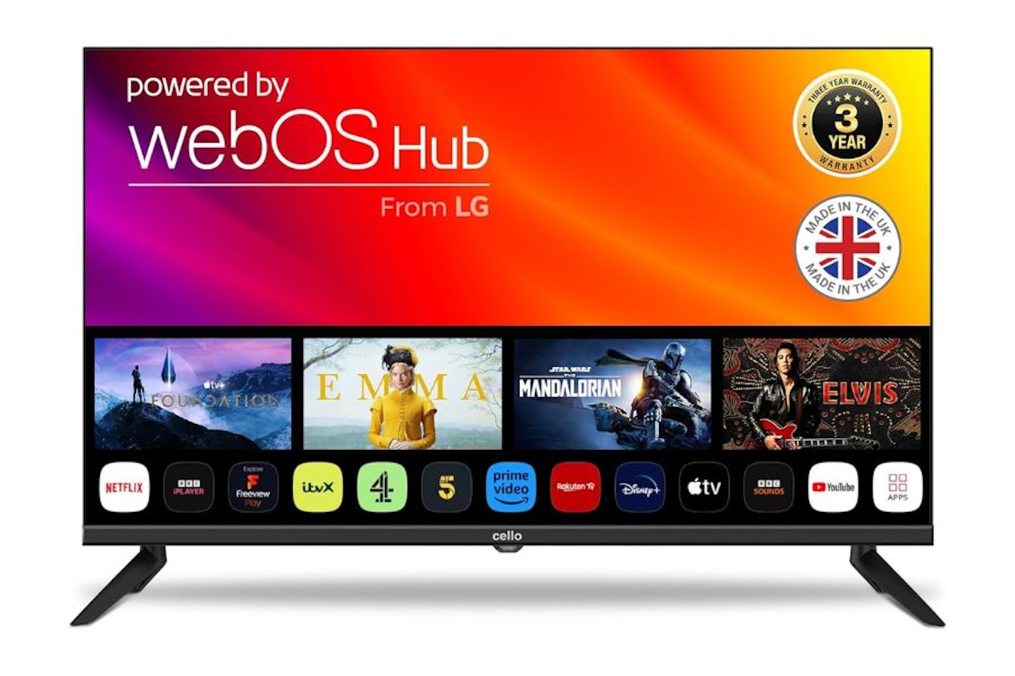 Cello Frameless 32 inch Smart LED TV- best 32-inch TV for kitchens
