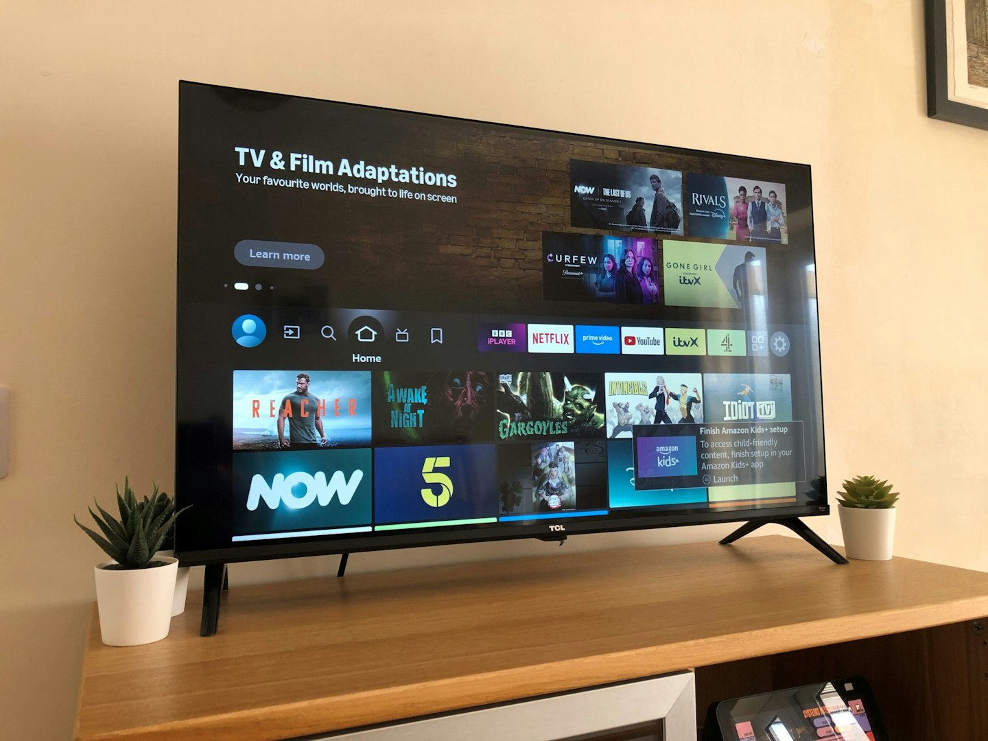 A 32-inch TV with the app homepage