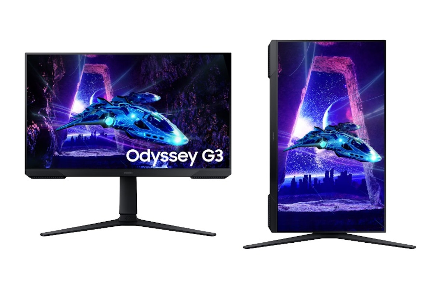 Best gaming monitors. Samsung Odyssey G3 LS24DG302EUXXU 24" gaming monitor in landscape and portrait. Best budget gaming monitor.