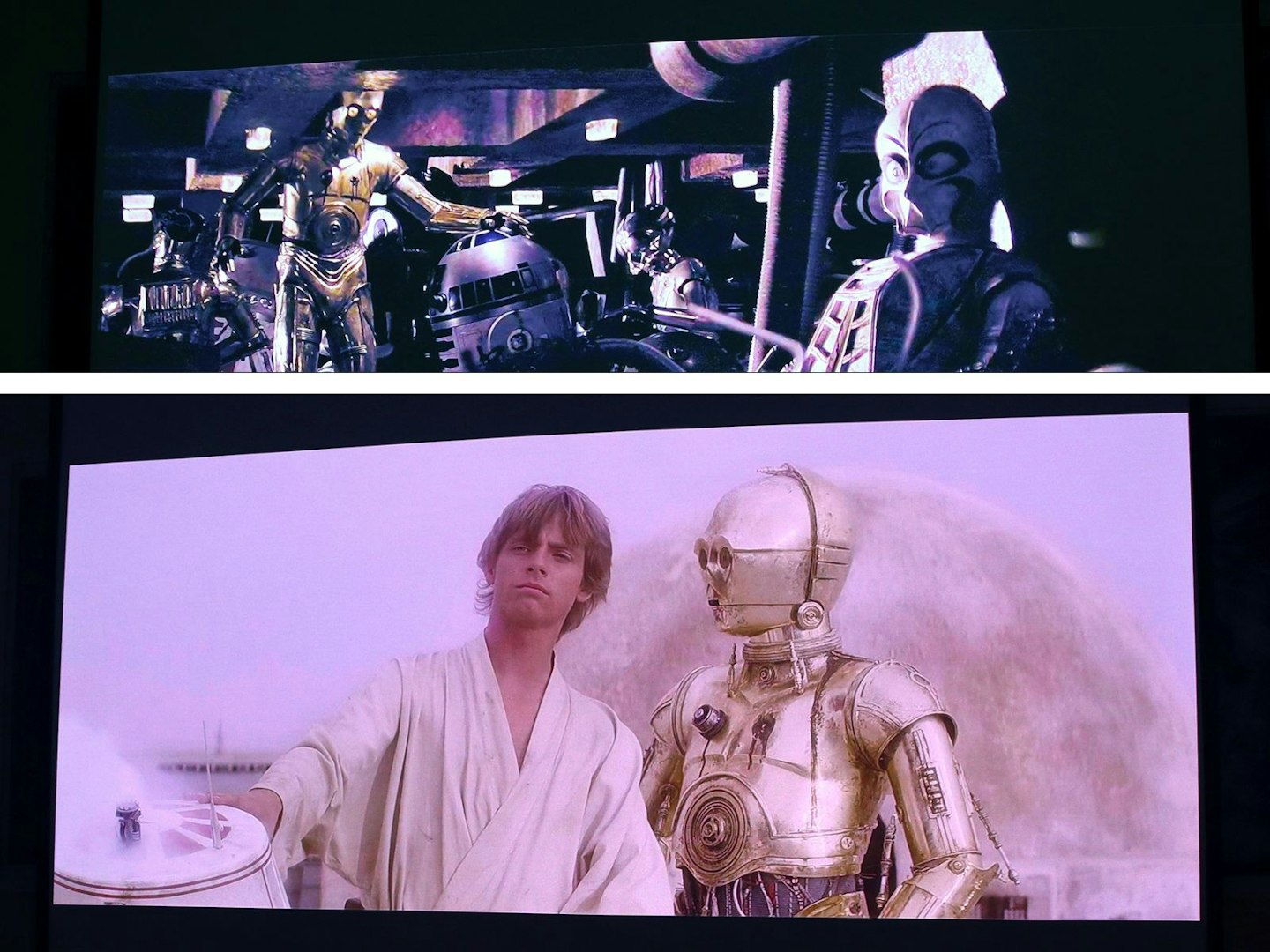 Star Wars Episode IV scenes on the Hisense M2 Pro projector