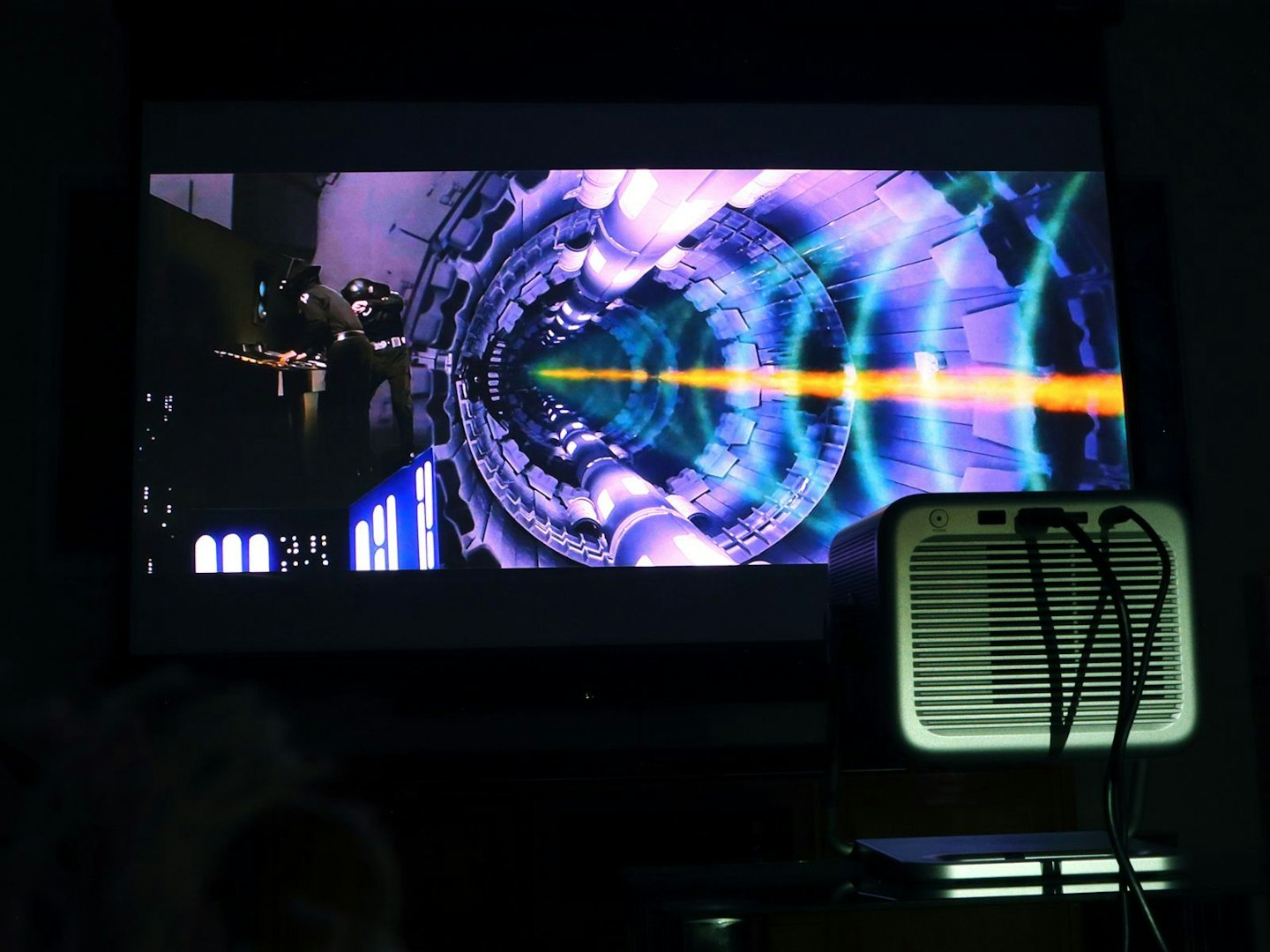 Star Wars Episode IV Death Star firing scene with the Hisense M2 Pro projector in a home cinema