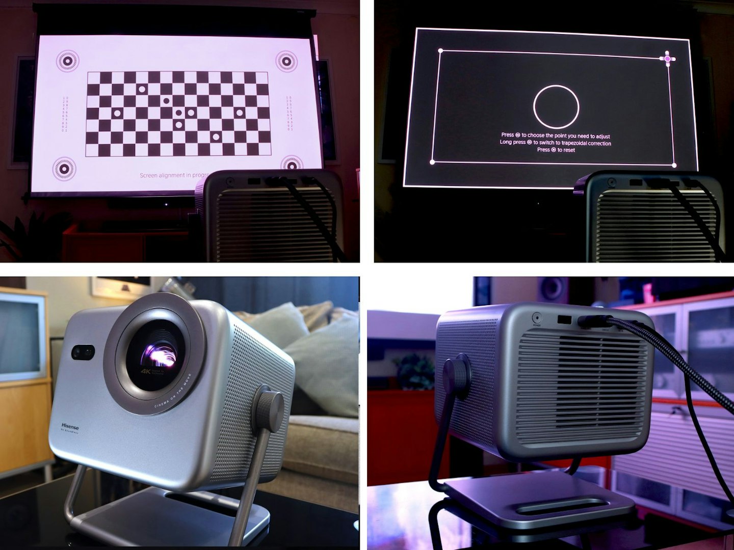 HIsense M2 Pro projector auto setup projected onto a screen